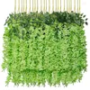 Decoratieve bloemen Kunstmatige zijde Wisteria Hanging Home Decoratie tuin Arch diy bruiloft groen klimop nep plant bloembloem