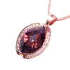 Łańcuchy Kreatywne 585 fioletowe złoto plisowane 14 -karatowe różowe kryształowy rubinowy wisiorek lekki luksusowy naszyjnik biżuteria prezent biżuterii