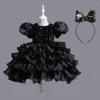 Mädchen Kleider Kleinkind Mädchen Layered Pailletten Kleid Für Kinder Formale Prom Rüschen Vestido Kleidung Teenager Schwarz Party Kleid Glänzendes Kostüm