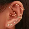 Näsringar Studs Tragus Piercing Hoop Earring for Women Heart Daith Helix Lobe Zircon Brosket Pierced Conch Ear Clip Jewelry 230325