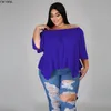 نساء زائد الحجم tshirt cm.yaya بالإضافة إلى حجم l5xl قبالة الكتف النساء tshirt نصف الأكمام أزياء الشارع Tops 230325