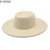 Geizige Krempe Hüte Klassischer britischer Stil 95 cm große breite Fedora-Hut für Frauen Mode Herbst Winter Filz Kirche Hochzeitskleid Jazz Cap 230325