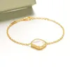 18K Gold Plated Link Link Link Aço inoxidável Pulseira Designer de cristal simples letra letra letra feminino Bracelets de pulseiras Bangles