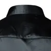 メンズカジュアルシャツメンズシニーシルクのようなサテンラグジュアリードレスシャツのようなブランドメンウェディングプロムタキシード男性カジュアルシャツカミザマスキュリナブラック230325