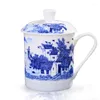 Tazze Piattini Stile Cinese Bone China Jingdezhen Porcellana Blu E Bianca Tazza Da Tè Ufficio Bere Acqua Con Coperchio Viaggi Teaware