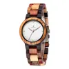 Polshorloges mode casual natuurlijk houten horloge voor dames roségouden handen diamanten wijzerplaat Japan beweging dames kwarts polshorloge houten bracele