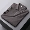 Polos męski Wysokiej jakości luksusowy Paul Top Ice Silk Short Sleved Polo Shirt Męski Lapel Summer Summer High-end Casual Stripe Knitte T-shirt 230325