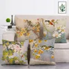 Kudde vintage stil dekorativa kast kuddar fåglar blommor bomull linnetätet retro täckning för soffa heminredning funda cojines t346