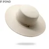 Gunstige rand hoeden Franse stijl 10 cm breed derby top socialite wind hepburn wol vilt fedoras elegante trouwjurk 230325