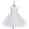 Girl's Dresses European Style Bead Night for Kids Bow Knee Length Birthday Girls Multi-Layer Mesh 10 Years Girl Y2303