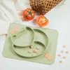 Baby Feeding Sets Cups Dishes & Utensils Silicone Bowl Food Grade Dining Plate Solid Cute Cartoon Suction Mat Training Tableware