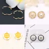 23SS 20Style Mixed Brand Designer Dubbele letter Stud 18K GOUD GODLATED 925 SILVER CIRCLE Women Crystal Rhinestone Earring Wedding Party Joomerlry