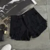 Short féminin Summer Blanc Denim Shorts Fashion Ripped trous Ripped Tassel Casual High Taist Black Jeans Shorts 230325