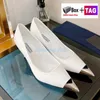 6s Luxury Dress Shoes Women Slingback Pump Sandals High Heels 75mm spetsiga tår Borsta läderpumpar mode Kvinnor Designer Bröllopsfest Sandal med låda