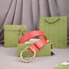 Moda Donna Uomo Cintura Designer Marchio Oro intarsiato Cintura con perle Fibbia in rame Pelle bovina Doppia lettera Cinture Larghezza 4 cm Vari colori