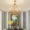 Kronleuchter DINGFAN Französisch Vintage Wohnzimmer Voller Kupfer Decke Hängende Pendelleuchte Luxus Led Messing Kronleuchter