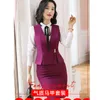 Two Piece Dress Fashion Blue Waistcoat Vest Women Business Suits Skirt And Top Sets Ladies Work Office Uniform StylesTwo