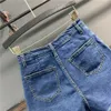 Jeans pour femmes Summer Irregular Multi-Pocket Toolling A-Line Denim Shorts jupe Femmes High Wasit Loose Wide-leg Jeans 230325