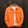 Herrjackor toppkvalitet män denim jackor lila orange män kvinnor utkläder cowboy rockar hösten casual lös jean jacka chaqueta hombre 230325