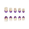 False unhas 24pcs Dicas de unhas Pressione no DIY Moon Star Long Almond French