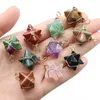 Star Natural Crystal Stone Pendant Wire Wrap Charm Six Point Star Obsidian Rubies Zoisite Amethysts Pink Quartz Pendulum