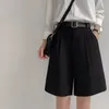 Kvinnors shorts sommarshorts för kvinnor brett ben hög midja svart lös koreansk stil vintage kvinnlig knä längd svart grå kostym shorts duikies 230325