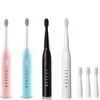 Ultrasonic Sonic Electric Toothbrush USB laddning laddningsbar tandborste vattentät tand renare vuxna tänder blekare med 4 st ersättare huvud dhl snabbt