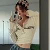 Women's T-Shirt Y2k Long-sleeved T-shirt Knitted Bottoming Shirt Women's Fall/winter Item Tight-fitting Short Inner Long-sleeved Tops 230325