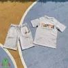 T230325 Men'in T-Shirts Erkek Tişörtleri Erkek Kadınlar TRAPSTAR T-SHIRTS Yaz Kıyafet Turuncu Gri Havlu Nakış Kısa Kollu Çift Üst Tee Set