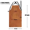 Aprons Leather Welding Apron Heat Flame-Resistant Heavy Duty Work Forge Apron With 6 Pockets 42Inch Large 230324