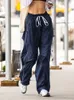 Spodnie damskie Capris Weekeep Streetwear swobodne spodnie dresowe boczne paski elastyczne nisko wzniesione proste ładunek Y2K Estetyczny jogger spodnie Kobiety Podstawowe 230325