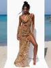 Women's Swimwear Sexy Women Maxi Dress Fashion Backless Cover Ups Chiffon Sundress Vestido Beachwear Long Beach Summer Outfits Bodycon 220325