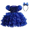 Mädchen Kleider Kleinkind Mädchen Layered Pailletten Kleid Für Kinder Formale Prom Rüschen Vestido Kleidung Teenager Schwarz Party Kleid Glänzendes Kostüm