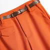 Kvinnors shorts Kvinnors sommarshorts avslappnad hög midja korta byxor kvinnlig fast färg orange knapp Fly Bermuda Shorts för kvinnor 230325