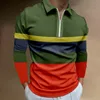 Polos masculinos ousados ​​camisetas de pólo casual de outono de luxo de luxo de manga longa Turn Down Collar Slim Fit Golf Camise