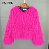 Damenjacken FQLWL Bunte Warme Faux Frauen Pelzmantel Lose Schwarz Weiß Rosa Plüsch Weibliche Jacke Herbst Winter Shaggy Oberbekleidung 230325