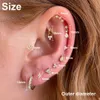 Ringos de nariz pregos Brincho de piercing hélice para mulheres tragus Rook Cartilage Trend Heart Zircon Drop lobo Jóias de corpo perfurado 230325