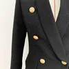Kvinnors kostymer Blazers High Quality EST 2023 Runway Designer Classic Shawl Collar Metal Button Double Breated Shimmer Jacket 230325