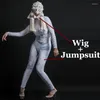 Stage Wear Sexy White See-Through Pearl Jumpsuit Multiple Eyes Mask Halloween Rave Festive Clothing Nightclub Gogo Dancer Outfit VDB5569