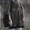 T-shirt da uomo Goth Skull Tshirt stampa Top donna Punk Corta seve T-shirt oversize da uomo giapponese Harajuku Grunge Streetwear Abbigliamento donna y2k 0325H23