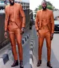 Oranje Pak Piekte Revers Men039s Blazer Suits 2 Stuks Tuxedos Wedding Party Wear Custom Made Slim Fit Mannen Pak 5118204
