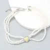 Tour de cou créatif Style français rétro fête Simple élégant perles bijoux pour femmes mignon coeur Multi couches collier de perles
