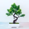 Kwiaty dekoracyjne sztuczne rośliny bonsai zielone małe drzewo fałszywe ozdoby donite
