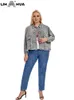 Vêtements d'extérieur grande taille pour femmes Manteaux LIH HUA Veste en jean grande taille pour femmes Automne Casual Haut de gamme Bouton extensible Veste à manches longues 230325