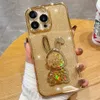 iPhone 14 Pro Case Gold Rabbit Quicks and Glitter Bling Bling for iPhone 13 14 12 11 Pro Max 케이스 소프트 보호 커버