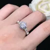 Cluster Rings Genuine 18K White Gold AU750 Test Positive 3Ct D Color Moissanite Diamond Ring Wedding Jewelry