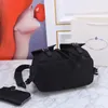 Backpack Style Fashion women black Re-Nylon backpack with Zip regenerated nylon detachable pouch