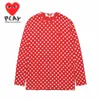 Projektantka koszulka T-shirty cdg com des garcons zagraj w czerwono podwójne sercowe koszulka z długim rękawem w paski czarno-biała duża marka XL