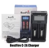 Original BestFire USB Charger LCD Smart Chargers C 2A 2 Slots för 18650 26650 18350 22650 17500 14500 16340 Dual snabb laddningsbart litiumbatteri