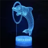 Gece Işıkları 3D LED Dolphin Gece Işığı 7/16 Renk Değişikliği Dokunmatik/Uzaktan Kumanda Moda Serin Akrilik Masa Lambası Çocuklar İçin Ev Dekorasyonu Hediye P230325